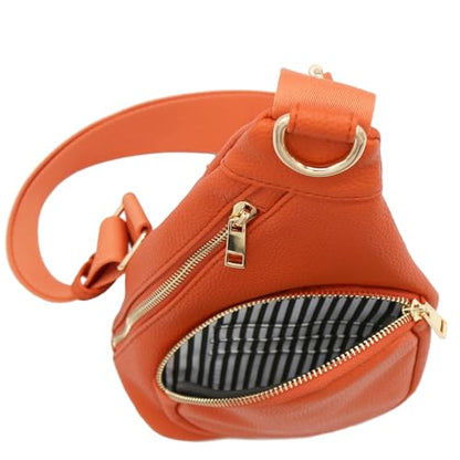 FashionPuzzle Compact Triangle Sling Bag - color: Burnt Orange