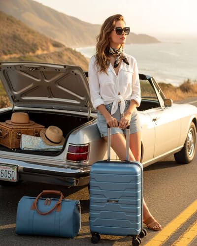 BAGSMART Carry-On Luggage 20" Expandable Spinner 22x14x9,Camel - color: Camel
