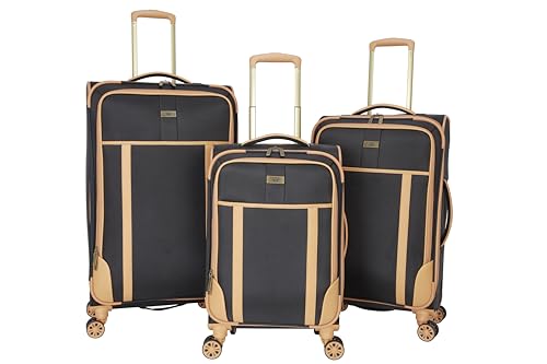 Dockers Seahorse Softside Expandable 8-Wheel Spinner Travel Checked Luggage, 3-Piece Set, Black - color: Black, size: 3-Piece Set (20"/24"/28")