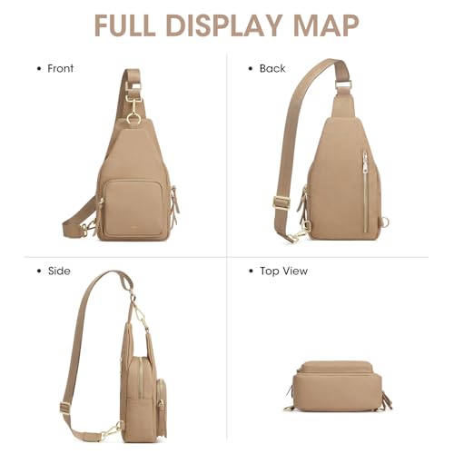 Kattee Small Leather Sling Bag for Women with RFID Blocking,Tan - color: Tan