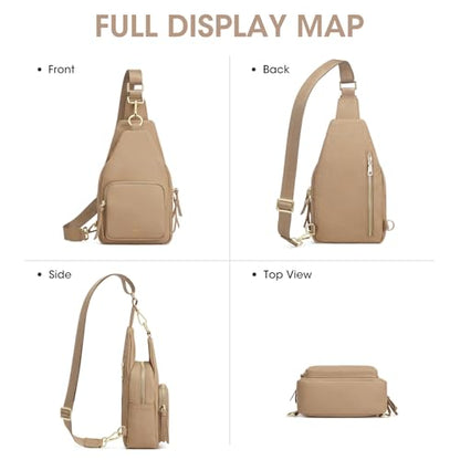 Kattee Small Leather Sling Bag for Women with RFID Blocking,Tan - color: Tan