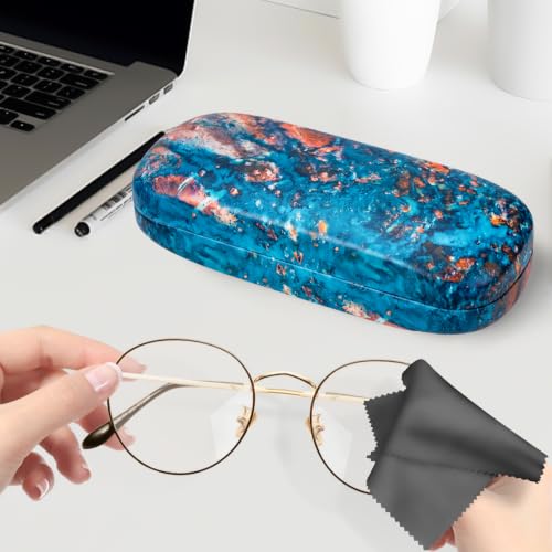 molshine Hard Shell Sunglasses Case, Classic Large Glasses Case for Women Men, Sunglass Eyeglasses - color: Ocean Blue