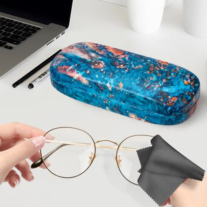 molshine Hard Shell Sunglasses Case, Classic Large Glasses Case for Women Men, Sunglass Eyeglasses - color: Ocean Blue