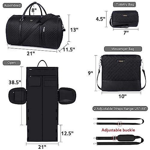 Convertible 2-in-1 Garment Bags for Travel with Waterproof Shoe Compartment - color: C-black Diamond