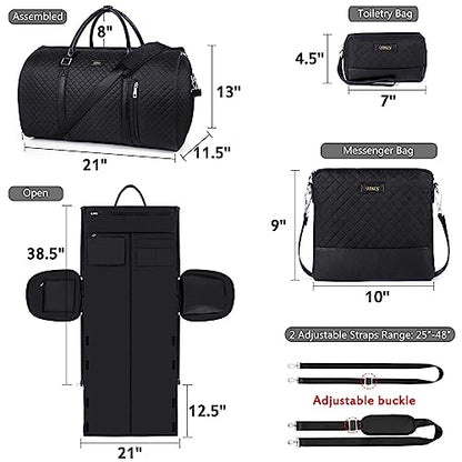 Convertible 2-in-1 Garment Bags for Travel with Waterproof Shoe Compartment - color: C-black Diamond