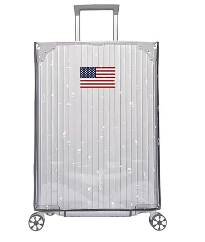 Clear PVC Suitcase Cover,Waterproof Luggage Case Rain-Proof Cover Protecter With USA America Flag Sticker(22inch) - size: 22 inch