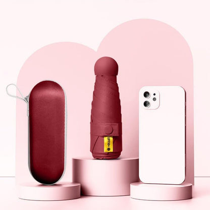 Mini Travel Umbrella with Umbrella Case - color: deep red