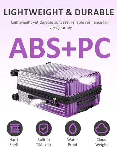 Tolino Luggage Sets 2 Piece (20/24 In),Expandable Suitcases with Wheels - color: Galaxy Violet, size: 2 Sets(20In/24In)