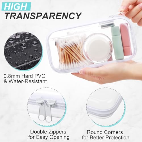 Hoolerry 3 Pcs Clear Hard Zipper Case Plastic Zipper Pouch, White, S - color: White, size: S