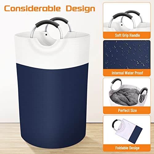 BlissTotes 75L Laundry Basket, Freestanding Collapsible Hamper, Blue - color: Blue, size: 75L