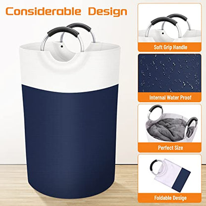 BlissTotes 75L Laundry Basket, Freestanding Collapsible Hamper, Blue - color: Blue, size: 75L