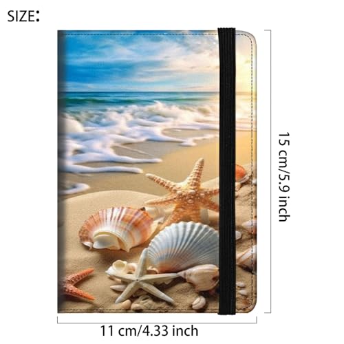 Bxgolkgd Passport Cover,RFID Blocking,Large Capacity Multi-Slot Travel Passport Wallet for Men & Women - Beach Shell Starfish - color: Beach Shell Starfish