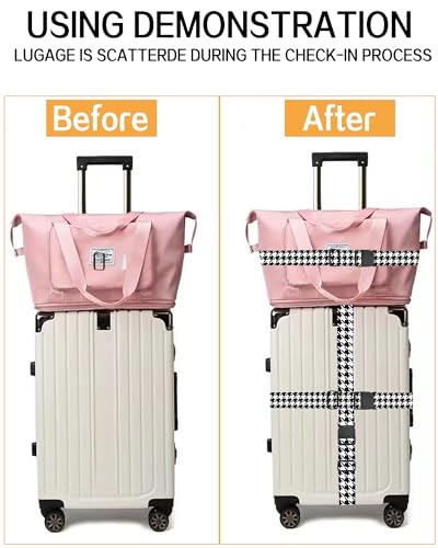 Luggage Straps for Suitcases, Adjustable Travel Belt, Durable Wide Luggage Strap, Cute Suitcase Strap Identifiers with Buckle, Bag Straps for Luggage, Black White Houndstooth - color: Black White Houndstooth