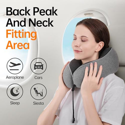 Travel Neck Pillow for Sleeping,100% Pure Memory Foam, Soft Head Support - color: Grey