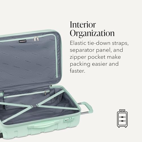 SwissGear 7366 Signature Hardside Expandable Luggage with Spinner Wheels, TSA Lock, Clearly Aqua, Checked-Medium 23-Inch - color: Clearly Aqua, size: Checked-Medium 23-Inch