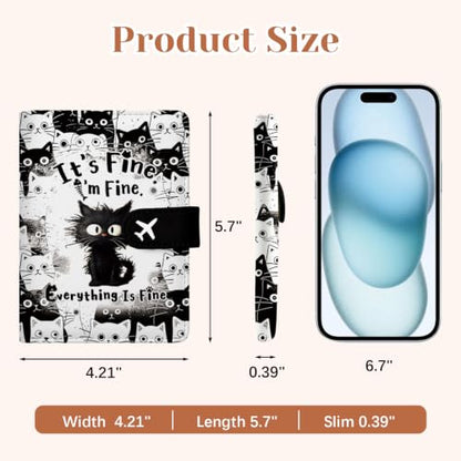 Cat Passport Holder for Travel Essentials, RFID Blocking Wallet Case - color: Cat Fine