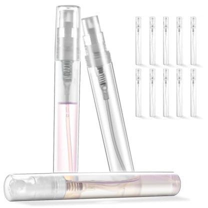 Chiallco Mini Perfume Sample Bottles, 10 Pack 5 ml Plastic Small Perfume Spray Bottle, Fine Mist, Portable Perfume Travel Refillable Bottle, Upgraded atomizer sprayer for perfume, Clear - style: 5ML