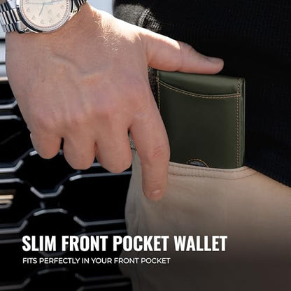 Kingly Cash Pocket Slim Wallet for Men, RFID Blocking, Olive Green - color: Olive Green