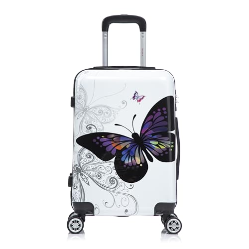 InUSA Butterfly Print 20-Inch Carry-On Hardside Spinner Luggage Travel - color: Butterfly, size: 20 Inch