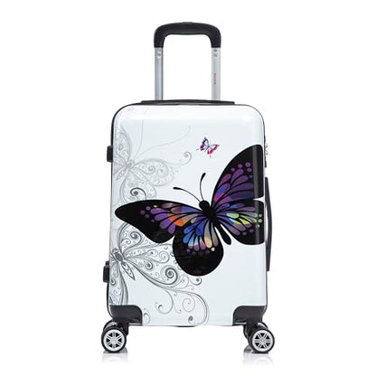 InUSA Butterfly Print 20-Inch Carry-On Hardside Spinner Luggage Travel - color: Butterfly, size: 20 Inch