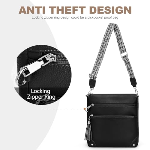SYTRAH Anti Theft Crossbody Purse for Women, RFID Travel Shoulder Bag - color: Black