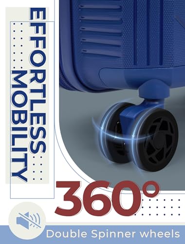 CONCEPTEN Luggage Sets 3 Piece, PP Hardshell Suitcases Set with Wheels - color: Dark Blue, size: 3 Piece Sets (21/Db/Tb)