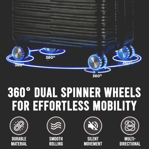 IZOD Romeo 3 Piece Hardside Expandable Luggage Set with Spinner Wheels - color: Black, size: 3 Piece Set