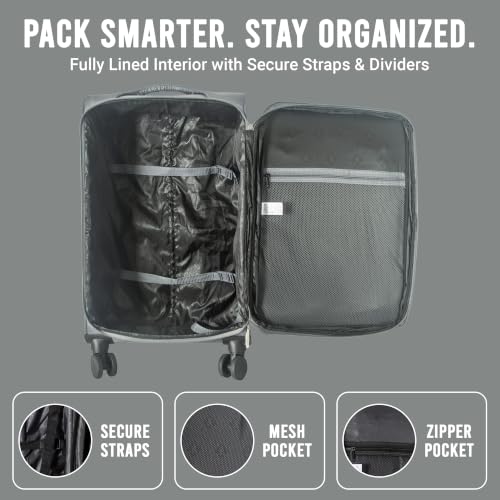 IZOD Ocean 3 Piece Softside Luggage Set with Spinner Wheels - color: Grey