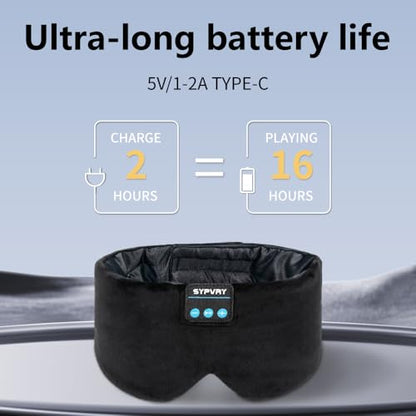 Sleep Mask Bluetooth 5.4 Headphones Soft Wireless Headband Eye Mask Blackout with Microphone (Black M) - color: Black M