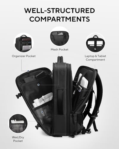 Travel Backpack with Vacuum Compression System 60L, Built-in Pump, Black - color: Black