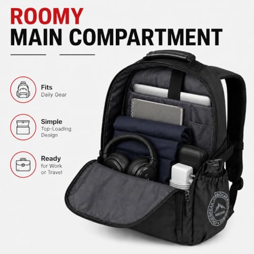 star cloud Laptop Backpack for Men, Business Travel Backpack with Organized Front Pocket, Roomy Main Compartment, Elastic Bottle Pocket, Work Commute Backpack for Office, Travel and Daily Use