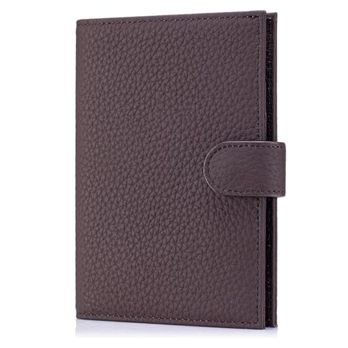 Karmiir RFID Passport Holder Travel Wallet for Women, Leather Passport Cover with Card Holders SIM Slots, Zippered Coins Pocket and Cash Slot Slim Compact Travel Wallet (Coffee) - color: Coffee