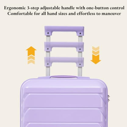 20 Inch ABS Hard Shell Checked Luggage – Scratch Resistant Surface, 4 Quiet Multi-Directional Spinner Wheels, Durable Travel Suitcase with Combination Lock,Purple
