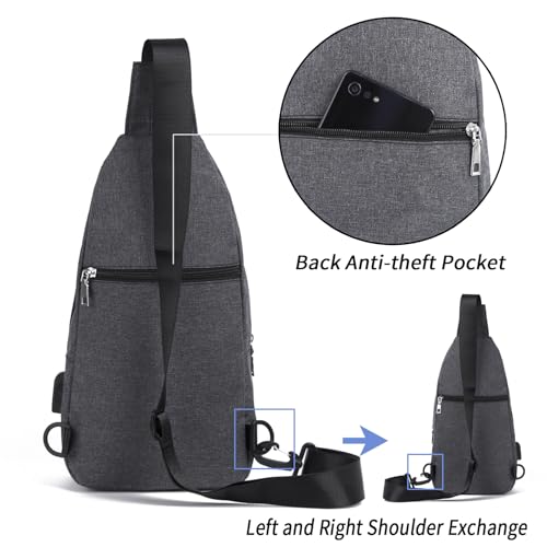 Seoky Rop Small Sling Bag Crossbody for Men Women One Strap Shoulder Cross Body Bag Sling Backpack for Travel - color: Grey