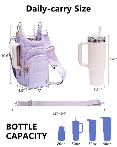 Water Bottle Holder with Strap 30/32 oz, Crossbody Water Bottle Carrier Bag - color: Purple