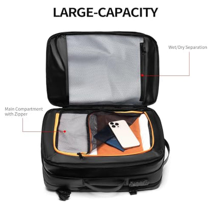 Expandable Motorcycle Helmet Backpack, 60L Carry-On Travel Commuter TSA Lock, 17" Laptop Compartment, Black - style: Backpack Only