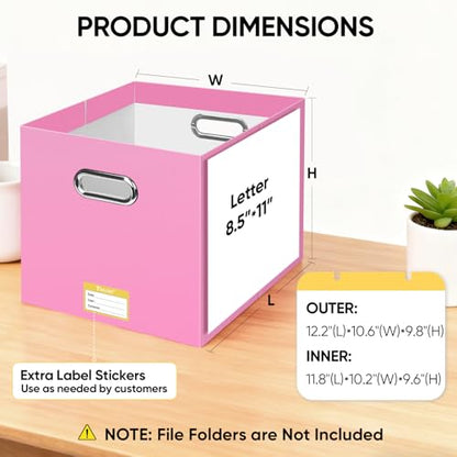BALEINE 8PK File Organizer Box, Cardboard File Folder Organizer with Handle - color: Pink, style: 8PK