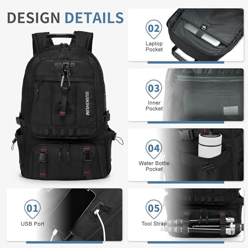 Travel Backpack with Shoe Compartment 45L TSA Carry on Fits 18.4" - color: Expandable Black