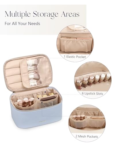 Prite Makeup Bag Travel Cosmetic Case, Women Toiletry Bag Organizer, Blue - color: Blue