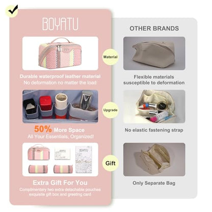 BOYATU Makeup Bag, Makeup Organizer, Toiletry Travel Bag for Women - Pink - color: C-3-Pink