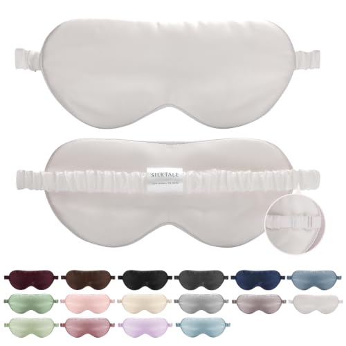 100% Mulberry Silk Eye Mask for Sleeping with Silk Wrapped Adjustable Strap,Ivory White - color: Ivory White