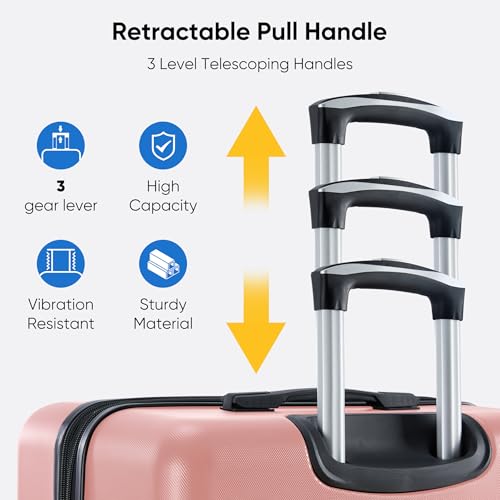 OLIXIS 20 Inch Carry-On Luggage, Hardside Suitcase with Spinner Wheels, Lightweight ABS Hard Shell Travel Luggage, TSA Approved Lock, Expandable Small Suitcase for Business & Travel–Pink - color: Pink, size: 21 IN