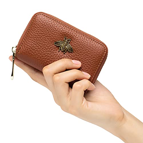 imeetu RFID Credit Card Holder, Small Card Wallet Women, Leather Card Case - color: Lite - Brown, size: Lite