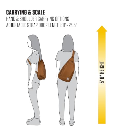 Carhartt Durable Sling Bag, Crossbody Backpack with Side Release Buckle, Tablet Sleeve and Adjustable Strap, Chalk, 10L - color: Chalk