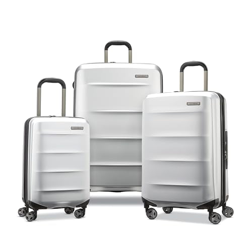 Samsonite Octiv Lightweight Hardshell 3-Piece Luggage Set (20/24/28) - Durable & Impact Resistant, 360° Aero Trac Spinner Wheels, Adjustable Telescopic Handle, Expandable, TSA Approved Lock - Silver - color: Aluminum Silver, size: 3-Piece Set (20/24/28)