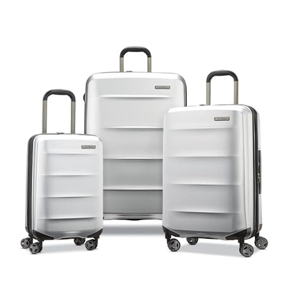 Samsonite Octiv Lightweight Hardshell 3-Piece Luggage Set (20/24/28) - Durable & Impact Resistant, 360° Aero Trac Spinner Wheels, Adjustable Telescopic Handle, Expandable, TSA Approved Lock - Silver - color: Aluminum Silver, size: 3-Piece Set (20/24/28)