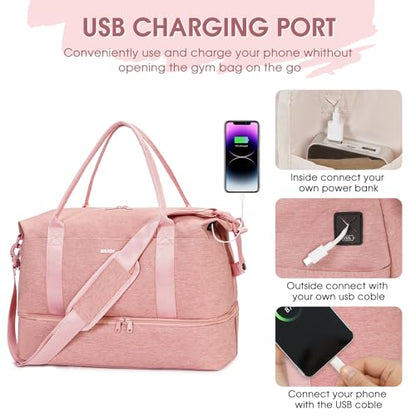 WANDF Personal Item Travel Bag, Carry On Weekender Bag for Women - color: Pink