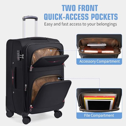 ROPLUS Softside Expandable Luggage with 4 Spinner Wheels, Durable Carry-On Luggage Suitcase (Blue, 2-Piece Set 21/25) - color: Blue, size: 2-Piece Set (21/25)