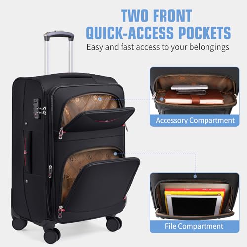 ROPLUS Softside Expandable Luggage with 4 Spinner Wheels, Durable Carry-On Luggage Suitcase (Gray, 21-Inch) - color: Gray, size: 21-Inch