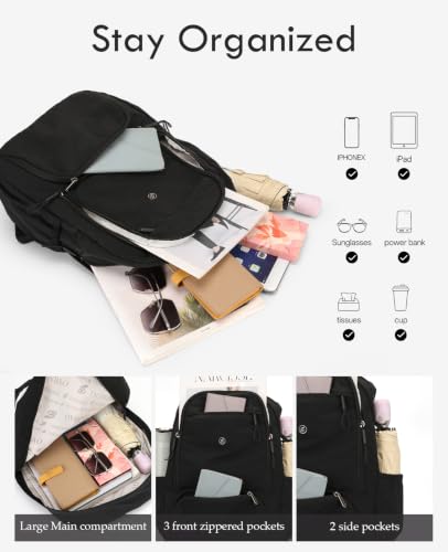 Foldable Backpack for Women, Lightweight Travel Backpack Purse Black - color: Black